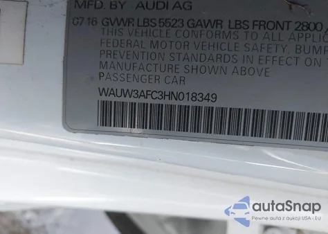 2017 Audi A7 3.0T Competition Prestige from USA, damaged, VIN WAUW3AFC3HN018349